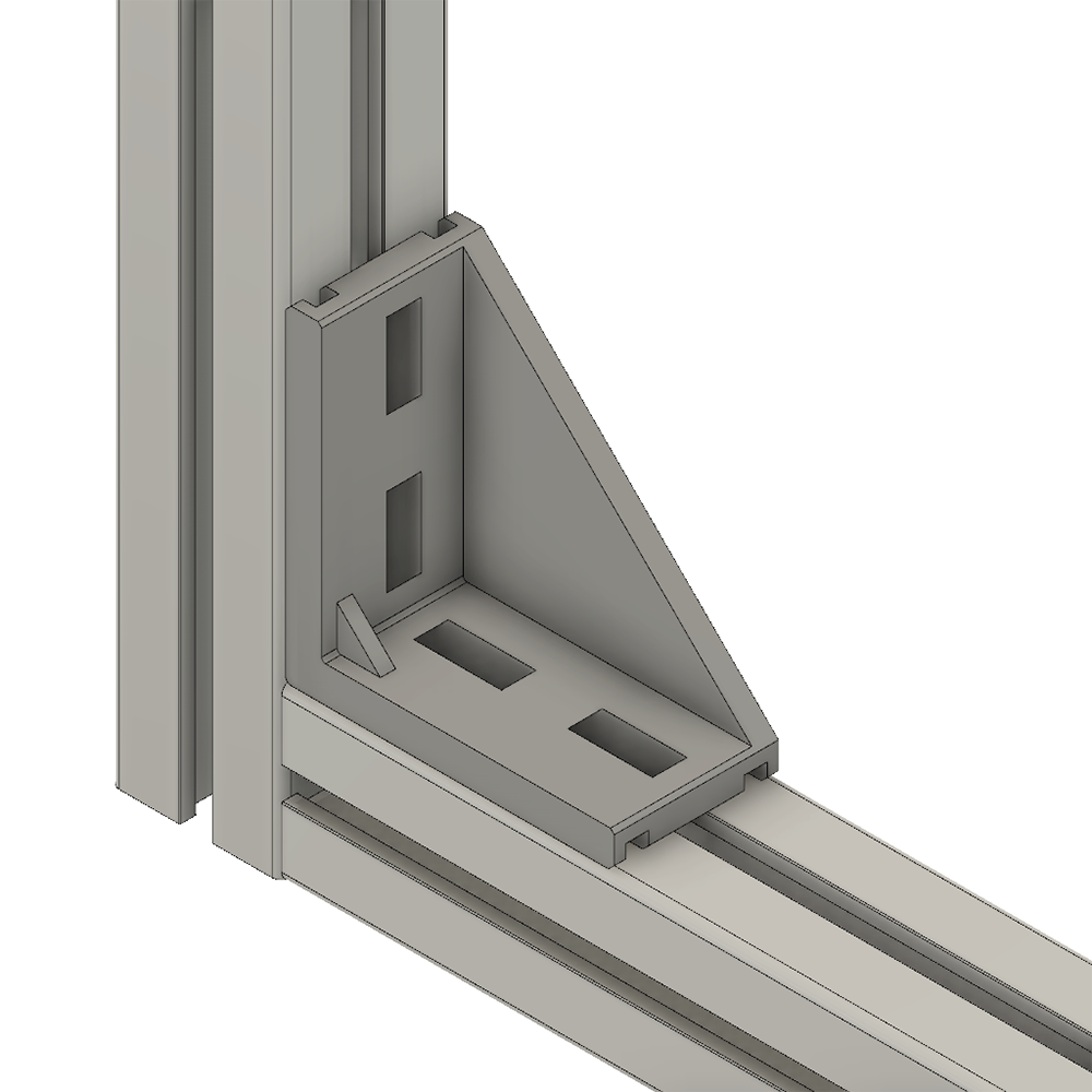 40-120-0 MODULAR SOLUTIONS ALUMINUM GUSSET<br>45MM X 90MM ANGLE WITH OUT HARDWARE